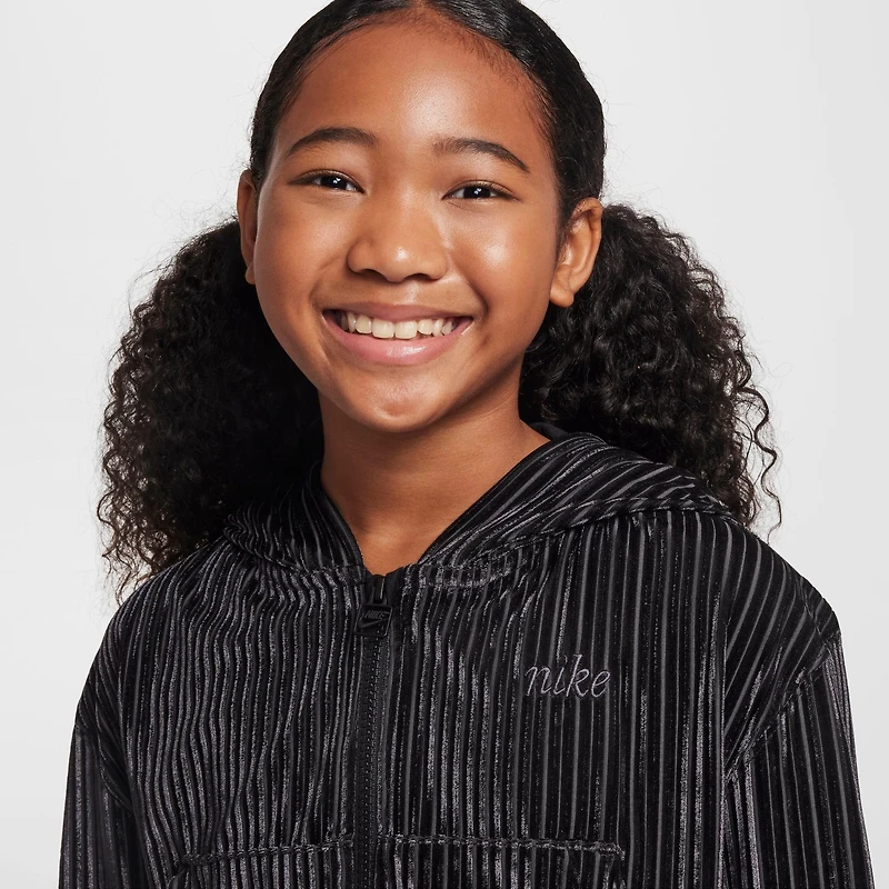 Girls' Big Kids' Nike Sportswear Ribbed Full-Zip Hoodie
