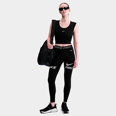 Women's Nike Pro Mid-Rise 7/8 Mesh-Panel Graphic Leggings