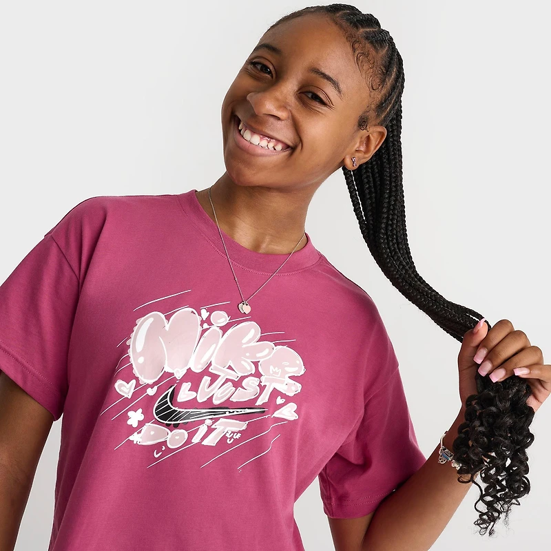 Girls' Big Kids' Nike Sportswear Doodle T-Shirt