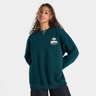 Women's adidas Originals Essential Wave Bubble Oversized Crewneck Sweatshirt