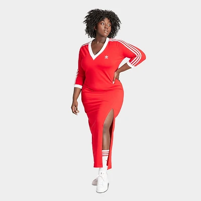 Women's adidas Originals adicolor Classics 3-Stripes V-Neck Maxi Dress (Plus Size)