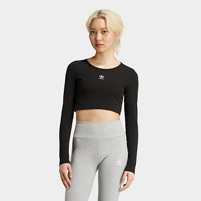 Women's adidas Essentials Lifestyle Ribbed Cropped Long-Sleeve T-Shirt