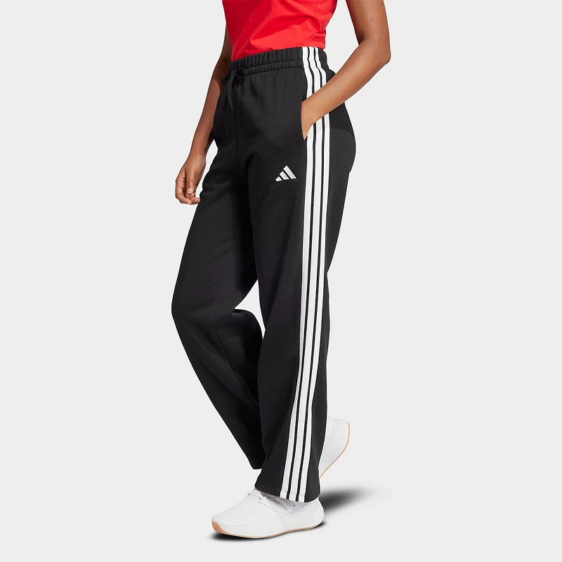 Women's adidas Essentials 3-Stripes Fleece Open Hem Pants