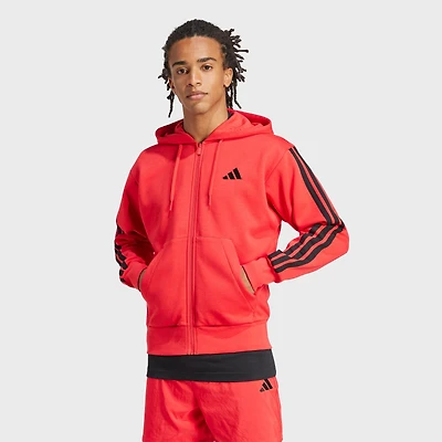 Men's adidas Essentials 3-Stripes Fleece Full-Zip Hoodie