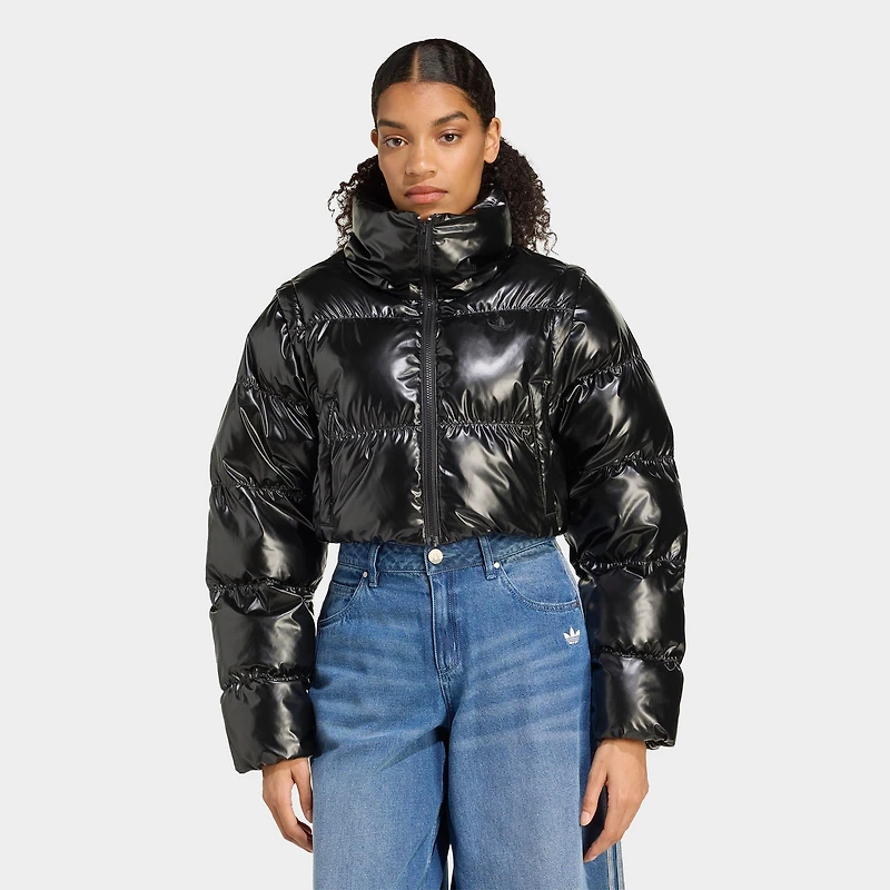 Women's adidas Originals Essentials Glossy Two-In-One Cropped Puffer Jacket