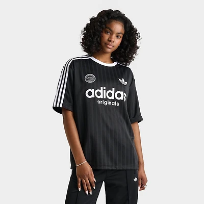 Women's adidas Originals 3 Stripes Oversized Soccer Jersey T-Shirt