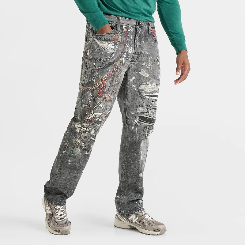 Men's PREME Chain Print Relaxed Denim Jeans