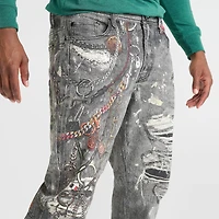 Men's PREME Chain Print Relaxed Denim Jeans