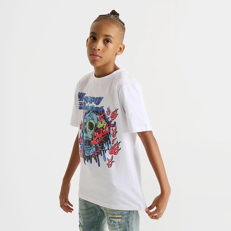 Big Kids' Supply & Demand Flaming Skull Graphic T-Shirt