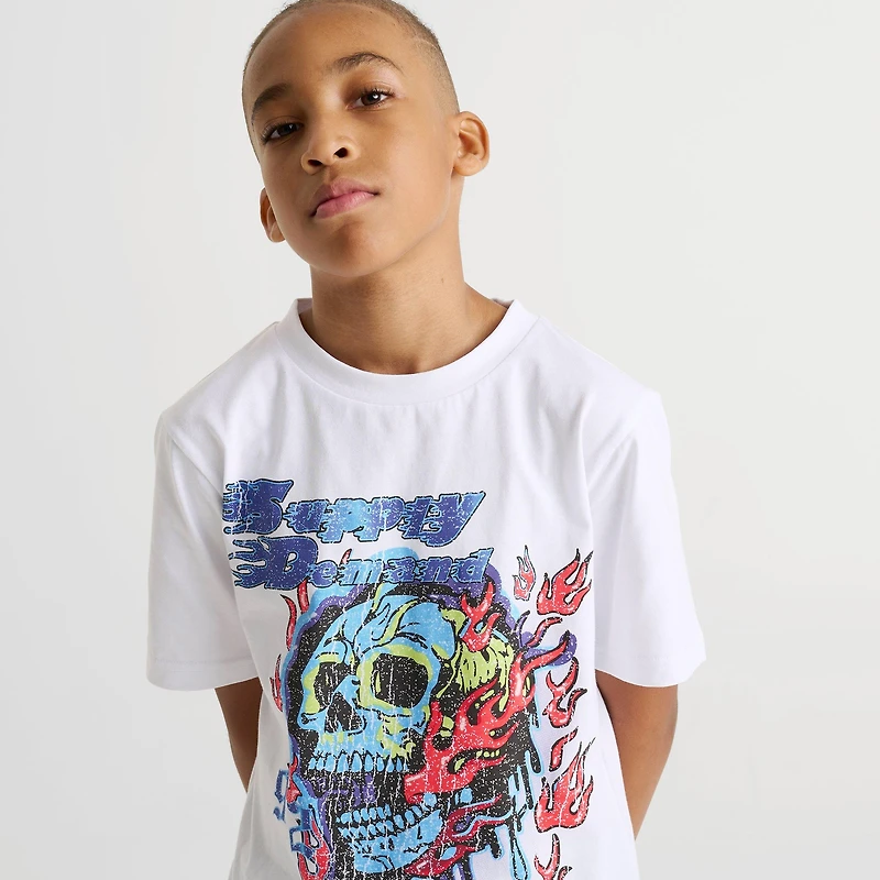 Big Kids' Supply & Demand Flaming Skull Graphic T-Shirt