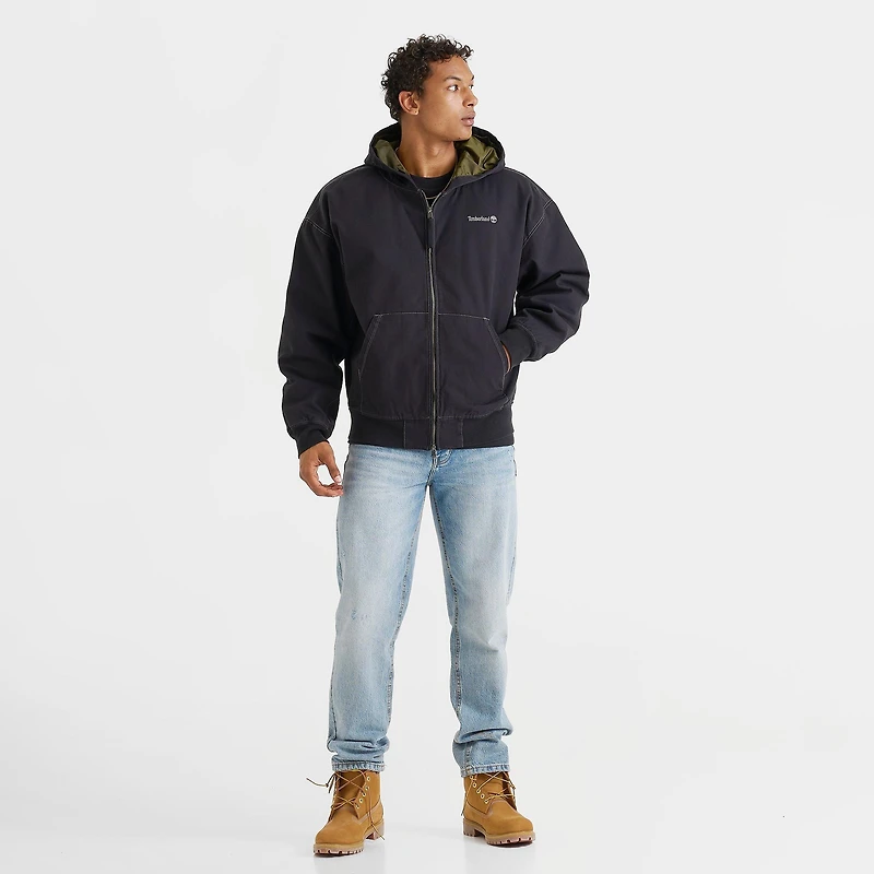 Men's Timberland Washed Duck Canvas Hooded Bomber Jacket