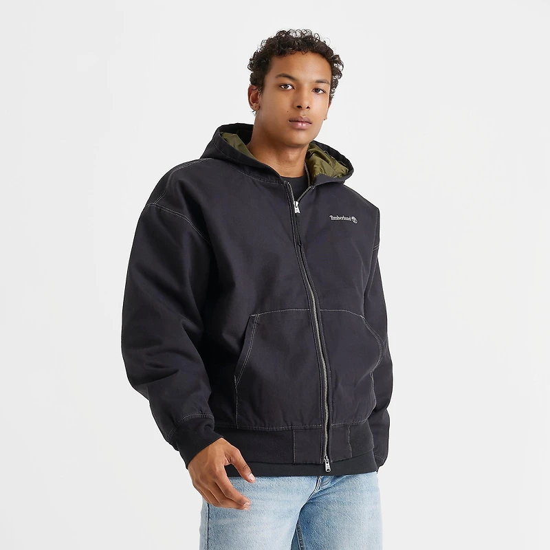 Men's Timberland Washed Duck Canvas Hooded Bomber Jacket