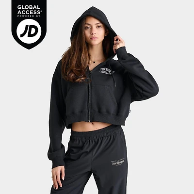 Women's New Balance Linear Cropped Full-Zip Hoodie