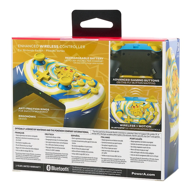 PowerA Enhanced Wireless Controller for Nintendo Switch Pikachu Vortex
