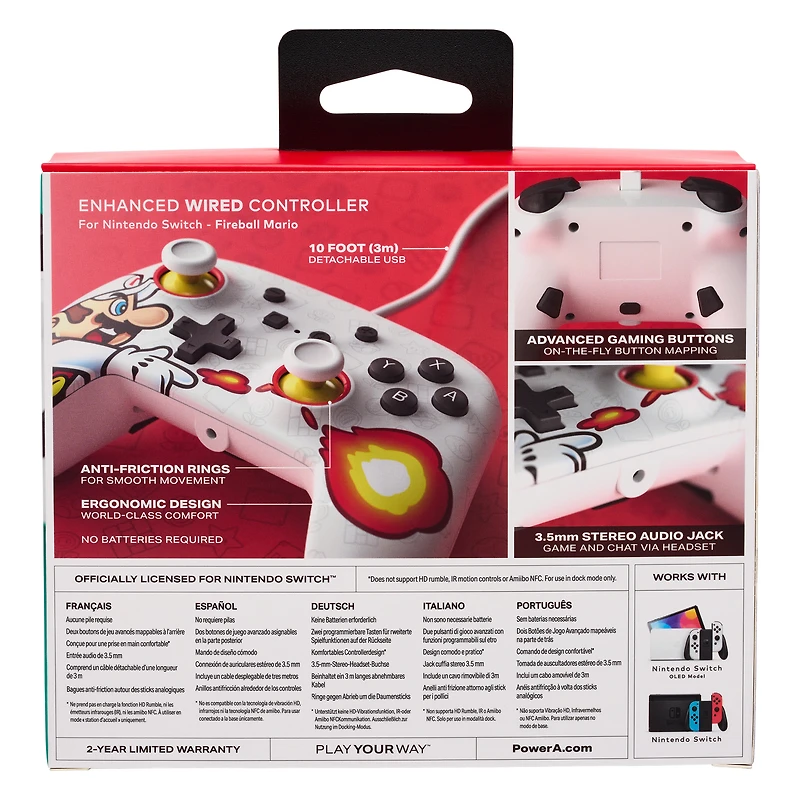 PowerA Enhanced Wired Controller for Nintendo Switch Fireball Mario