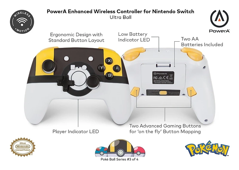 PowerA Enhanced Wireless Controller for Nintendo Switch Pokemon Ultra Ball