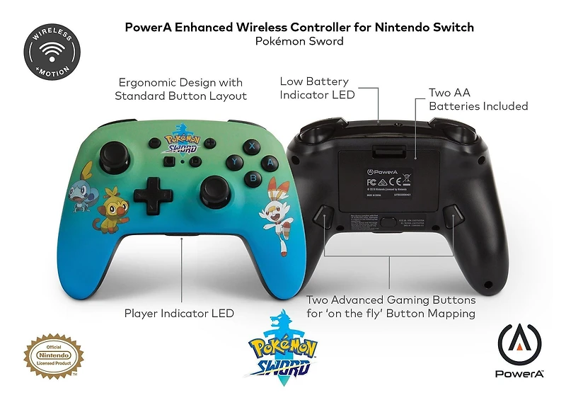 PowerA Enhanced Wireless Controller for Nintendo Switch Pokemon Sword