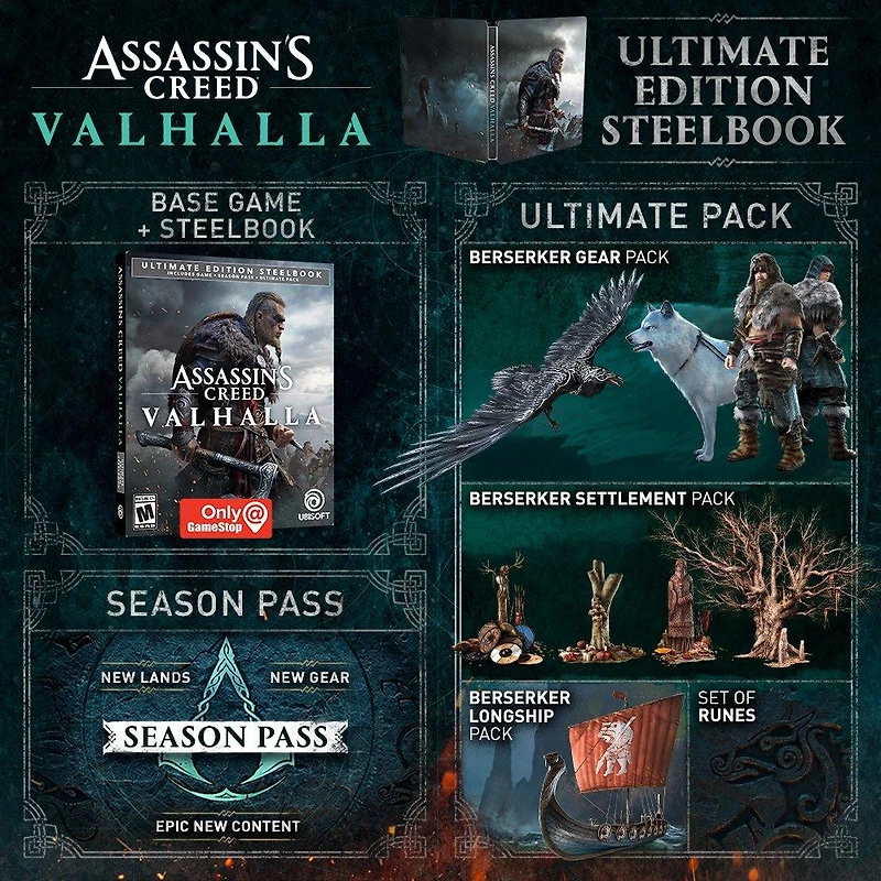 Assassin's Creed Valhalla Ultimate Steelbook Edition - Xbox One GameStop Exclusive