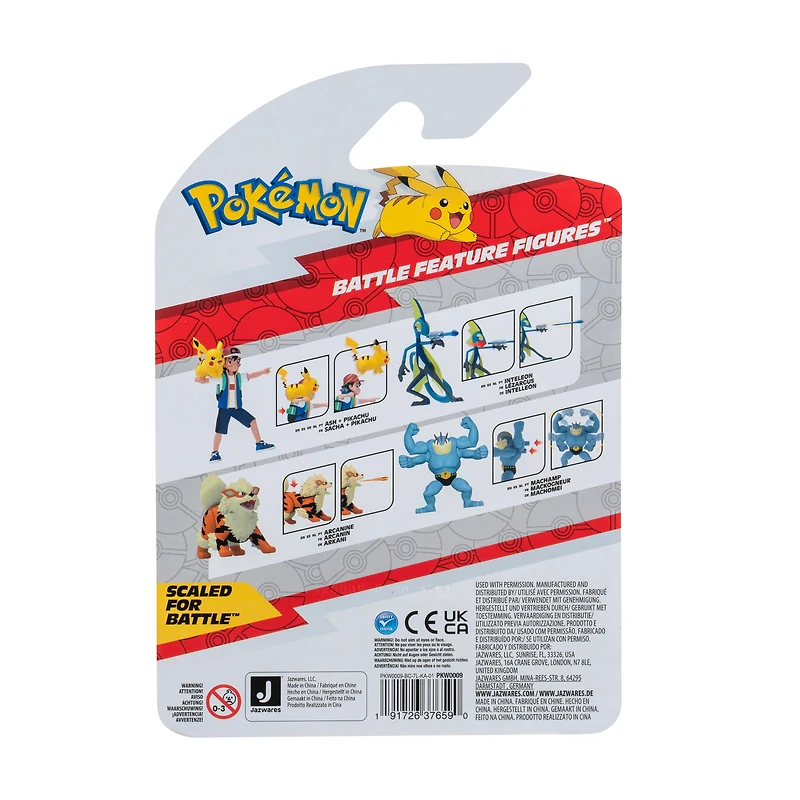 Jazwares Pokemon Arcanine 4.5-in Battle Feature Figure with Fire Missile Attack
