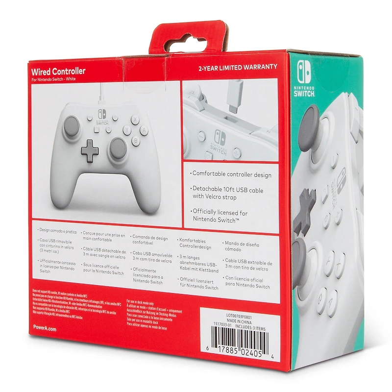PowerA Wired Controller for Nintendo Switch White Matte