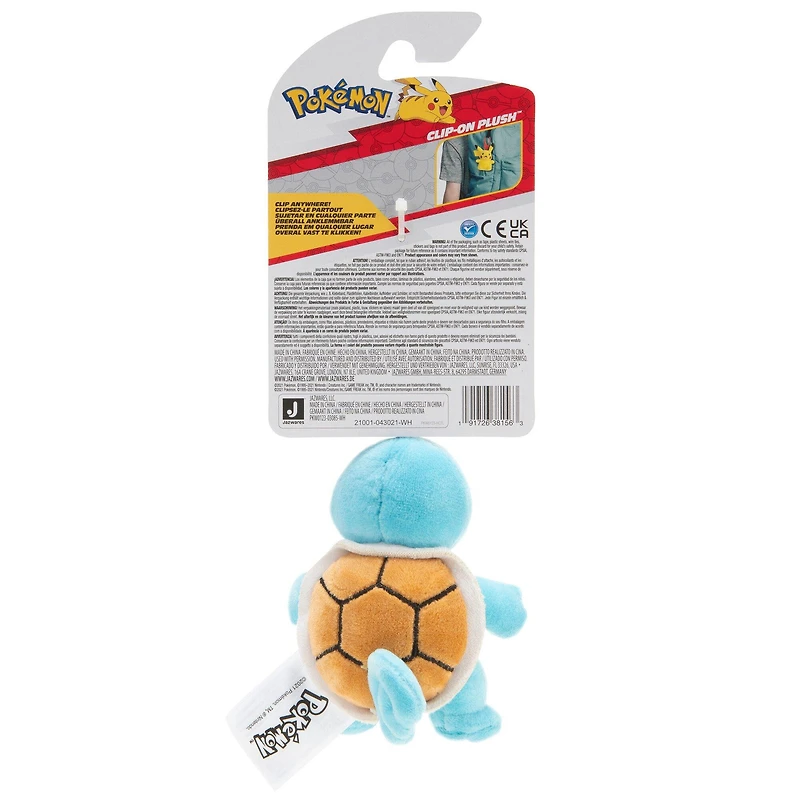 Jazwares Pokemon Clip-On Squirtle 3.5-in Plush