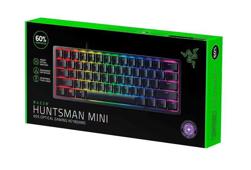 Razer Huntsman Mini 60 Percent Optical Gaming Keyboard (Clicky Purple Switch