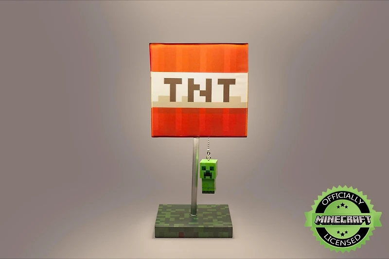 Minecraft TNT Block LED Desk Lamp with 3D Creeper Pull