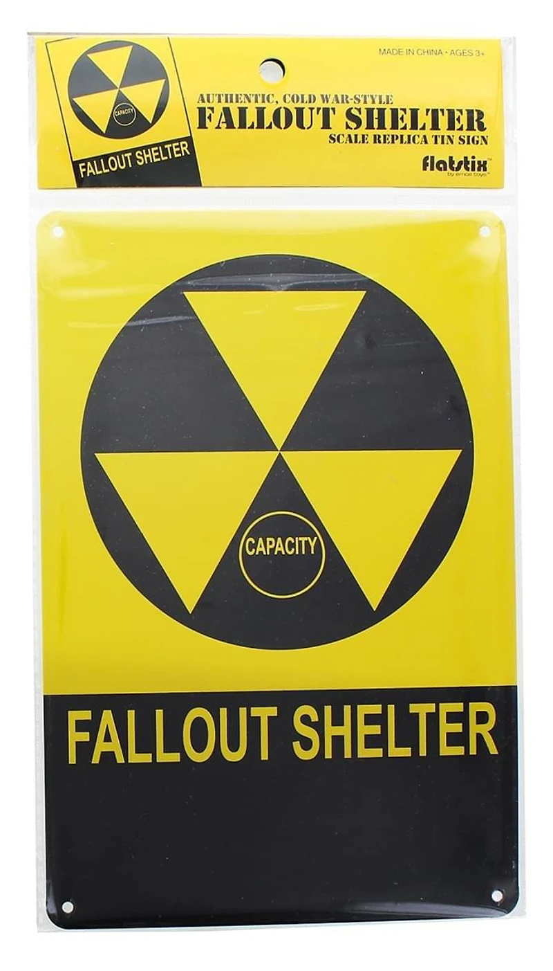 Vintage Fallout Shelter Nuclear Warning Metal Sign Replica