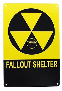 Vintage Fallout Shelter Nuclear Warning Metal Sign Replica
