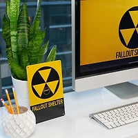 Vintage Fallout Shelter Nuclear Warning Metal Sign Replica
