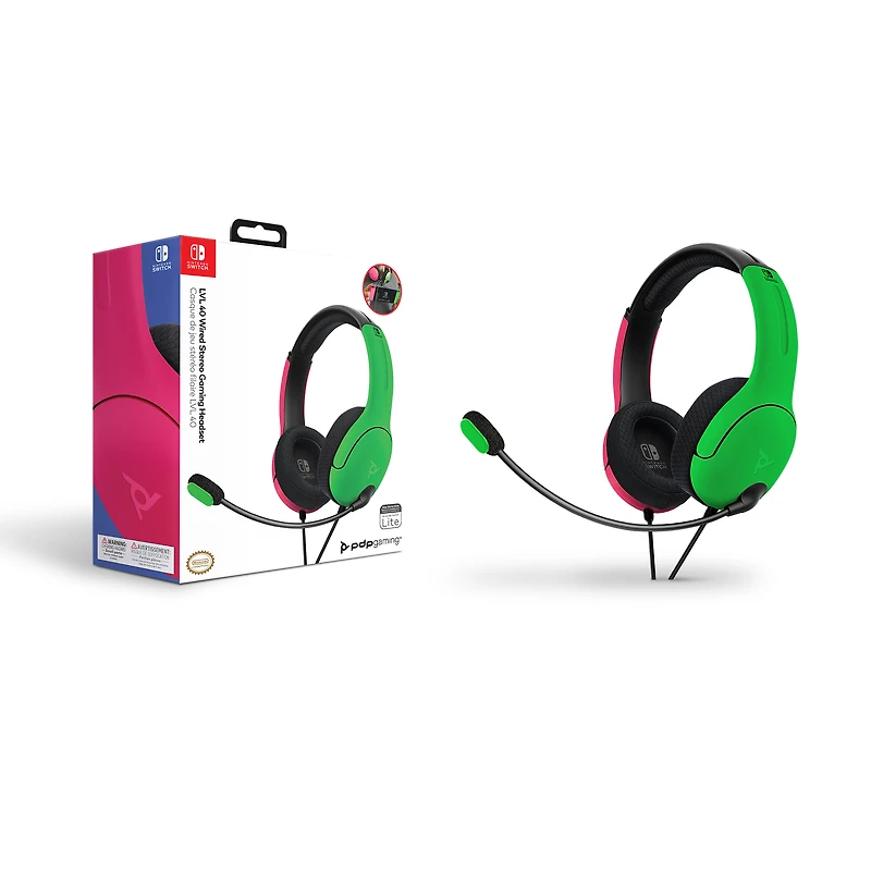 PDP Gaming LVL40 Wired Stereo Gaming Headset Neon Splat - Nintendo Switch