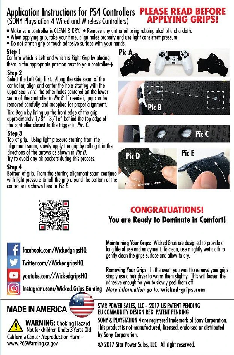 WickedGrips Pro Edition Controller Grips for Sony DualShock PlayStation 4 Controller Combo Pack