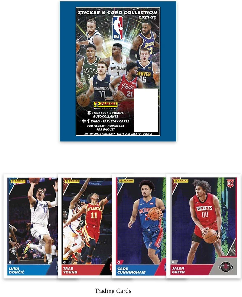Panini 2021-22 NBA Basketball Hybrid Sticker and Trading Cards Bundle
