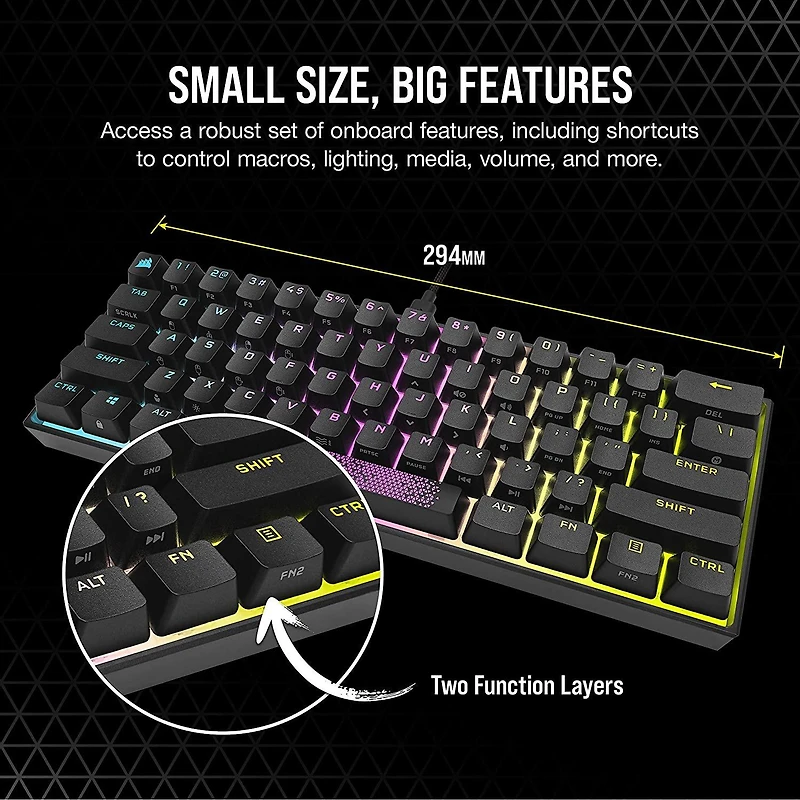 CORSAIR K65 RGB MINI 60% Mechanical Wired Gaming Keyboard Cherry MX Speed