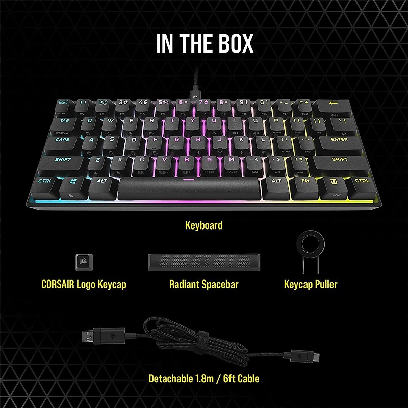 CORSAIR K65 RGB MINI 60% Mechanical Wired Gaming Keyboard Cherry MX Speed