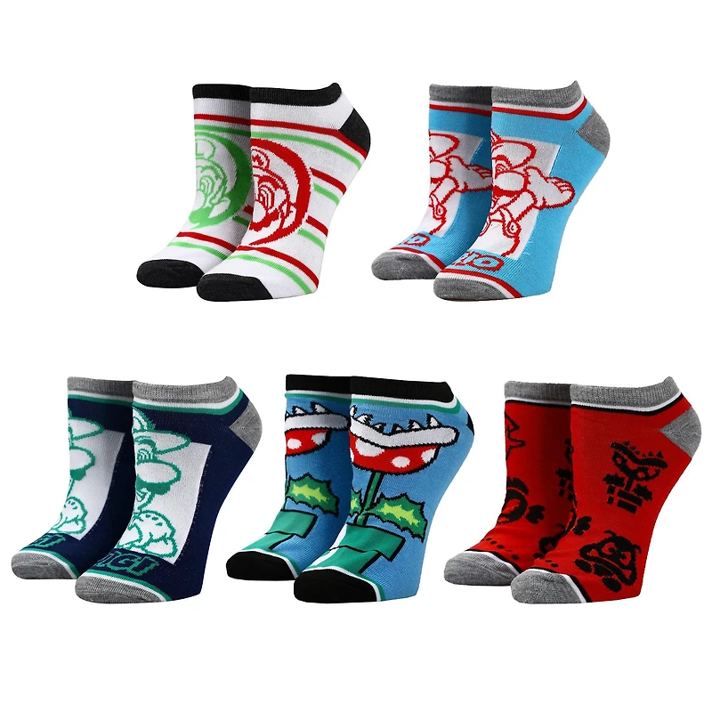 Super Mario 5-Pair Unisex Art Ankle Socks (Styles May Vary