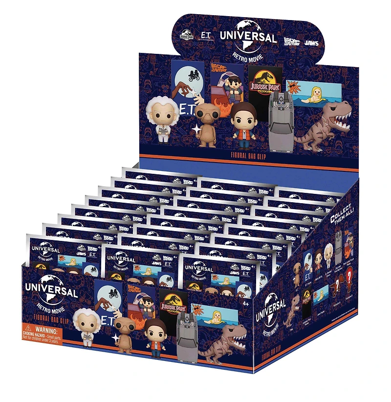 Universal Retro Movies E.T. the Extra-Terrestrial, Back to the Future, Jaws, Jurassic Park 3D Foam Bag Clip Blind Bag