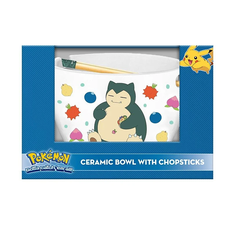 Pokemon Snorlax Ceramic Ramen Bowl with Chopsticks Set