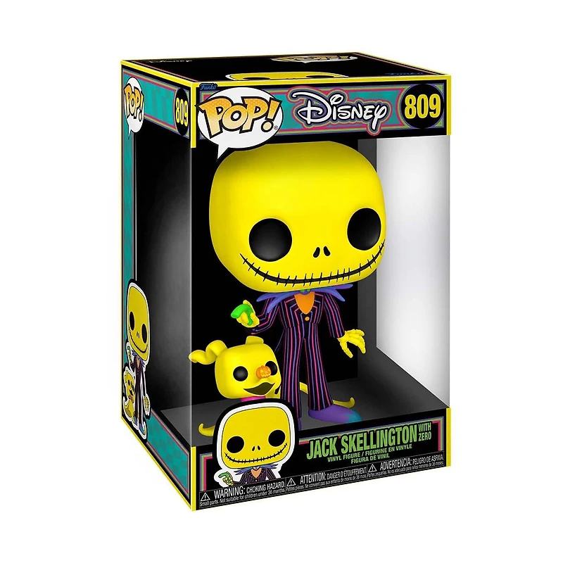 Funko POP! Disney: The Nightmare Before Christmas Blacklight Jack Skellington with Zero 10-in Vinyl Figures