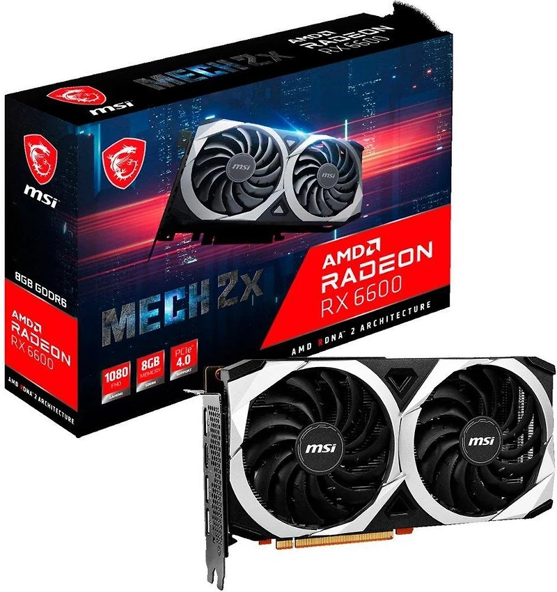 MSI AMD Radeon RX 6600 MECH 2X 8G 8GB GDDR6 PCI Express 4.0 Gaming Graphics Card
