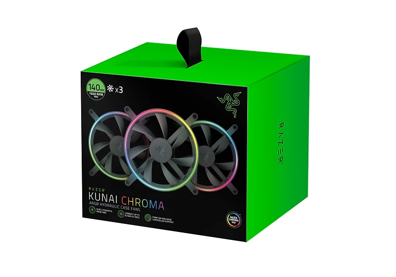 Razer Kunai Chroma 140mm PWM Performance Fan with RGB 3 Pack