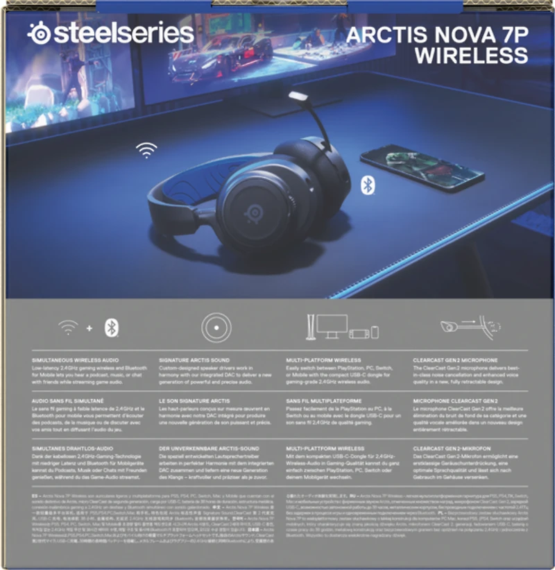 SteelSeries Arctis Nova 7P Wireless Gaming Headset for PlayStation 5, PlayStation 4, Xbox Series X, Nintendo Switch