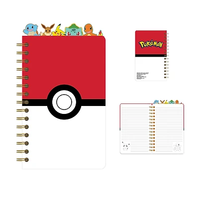 Pokemon Pokeball and Starters 8 x 5-in Spiral Tabbed Notebook