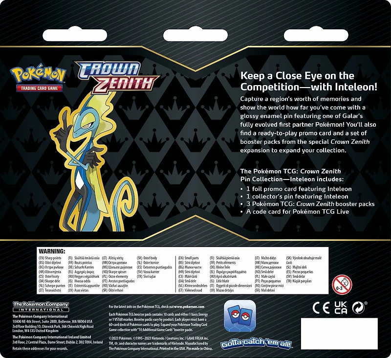 Pokemon Trading Card Game: Crown Zenith Pin Collection (Styles May Vary