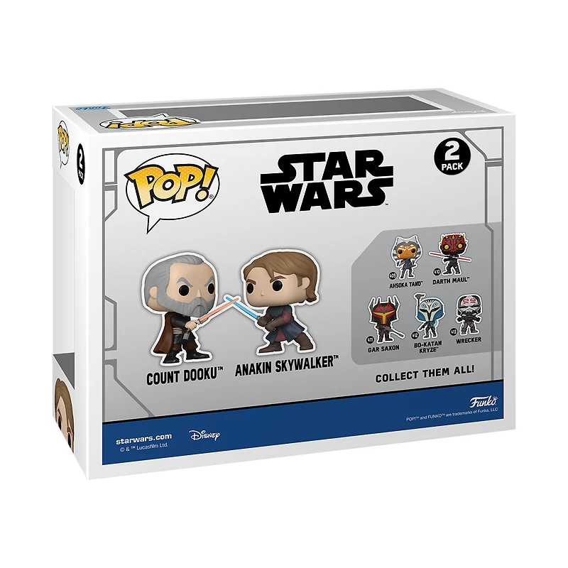 Funko POP! Star Wars: Clone Wars Count Dooku and Anakin Skywalker Vinyl Bobblehead 2-Pack GameStop Exclusive