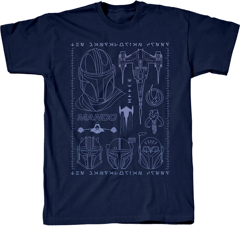 Geeknet Star Wars: The Mandalorian Season 3 The Mandalorian Grid T-shirt GameStop Exclusive