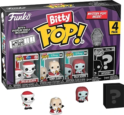 Funko Bitty POP!: The Nightmare Before Christmas Vinyl Figure Set 4-Pack (Santa Jack, Sandy Claws, Sally Sewing, and Mystery Pop!)