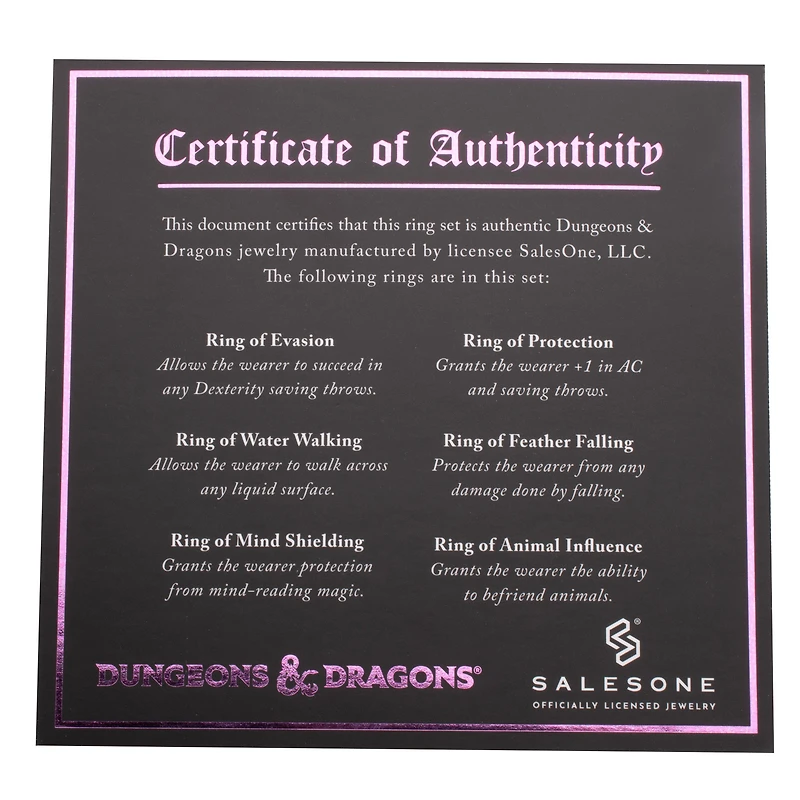 Dungeons and Dragons Adjustable 6-Piece Ring Set GameStop Exclusive