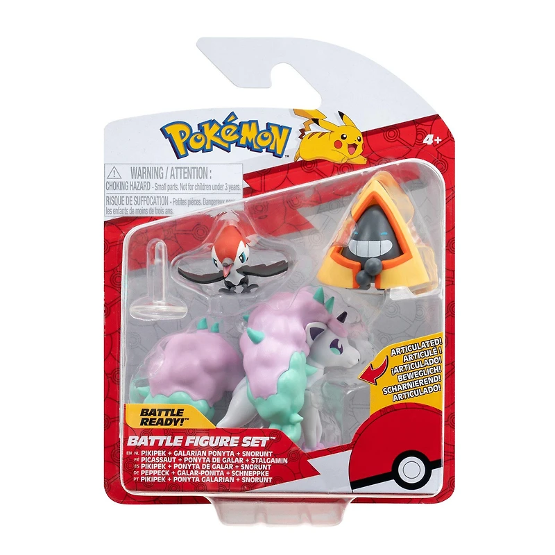 Jazwares Pokemon Battle Figure Set 3-Pack (Snorunt, Pikipek, Galarian Ponyta)