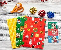 Super Mario 9-Piece Holiday Wrapping Paper Kit 3 Sheets, 3 Gift Tags, 3 Bows
